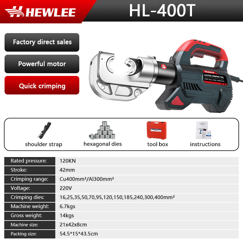 Electric Shoe Crimping Machine HL-400T 10-400mm2