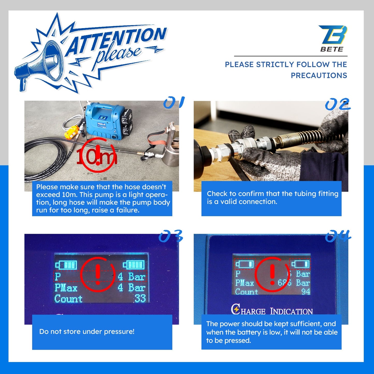 Bete Rechargeable Hydraulic Pump 700 Bar - Automatic Reset