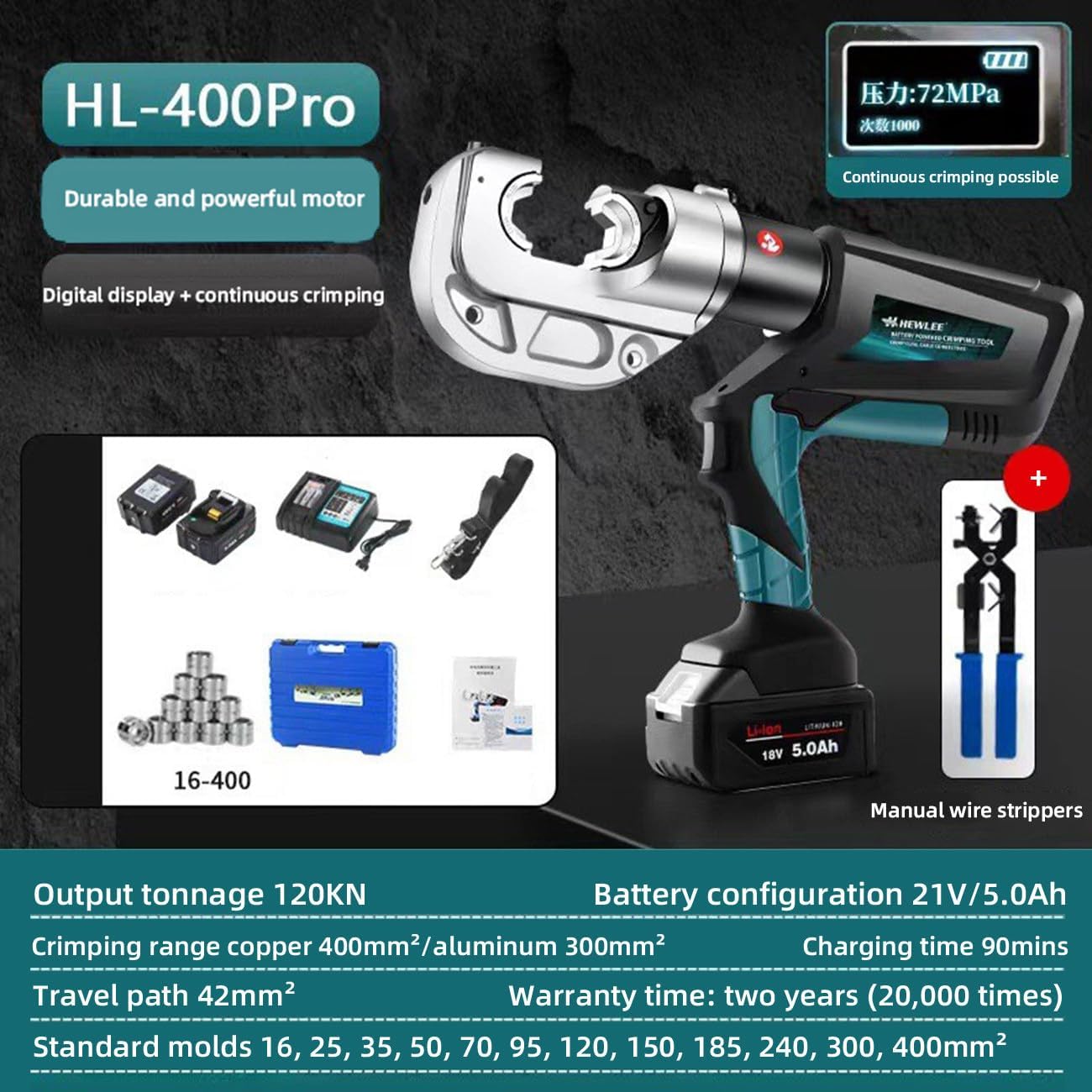 Hewlee HL400Pro Hidrolik Akulu Pabuç Sıkma Pensesi