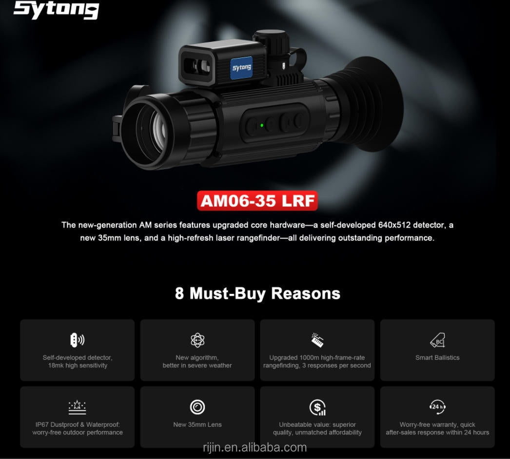 Sytong AM06-35 LRF 640x512 sensor ve Balistik Özellikli Termal Tüfek Dürbünü