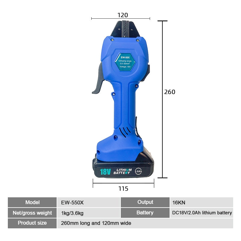 EW-50X Şarjli Edilebilir Sıkma Terminal Pensesi