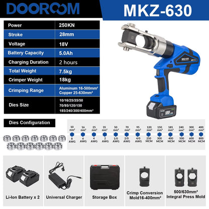 MKZ-630 Şarjlı Hidrolik Kablo Pabucu Sıkma  250 kN